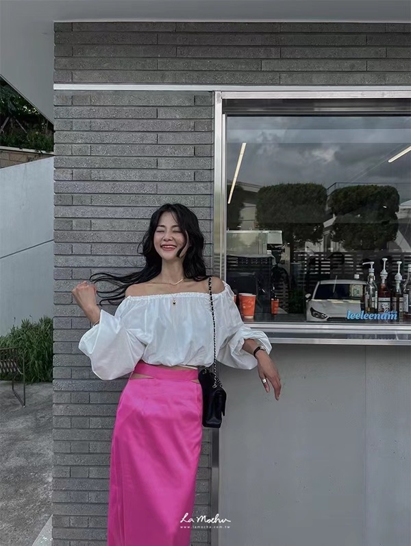 寬領抽繩澎澎袖上衣